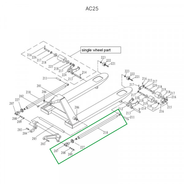 Подвильная тяга для гидравлических тележек AC25